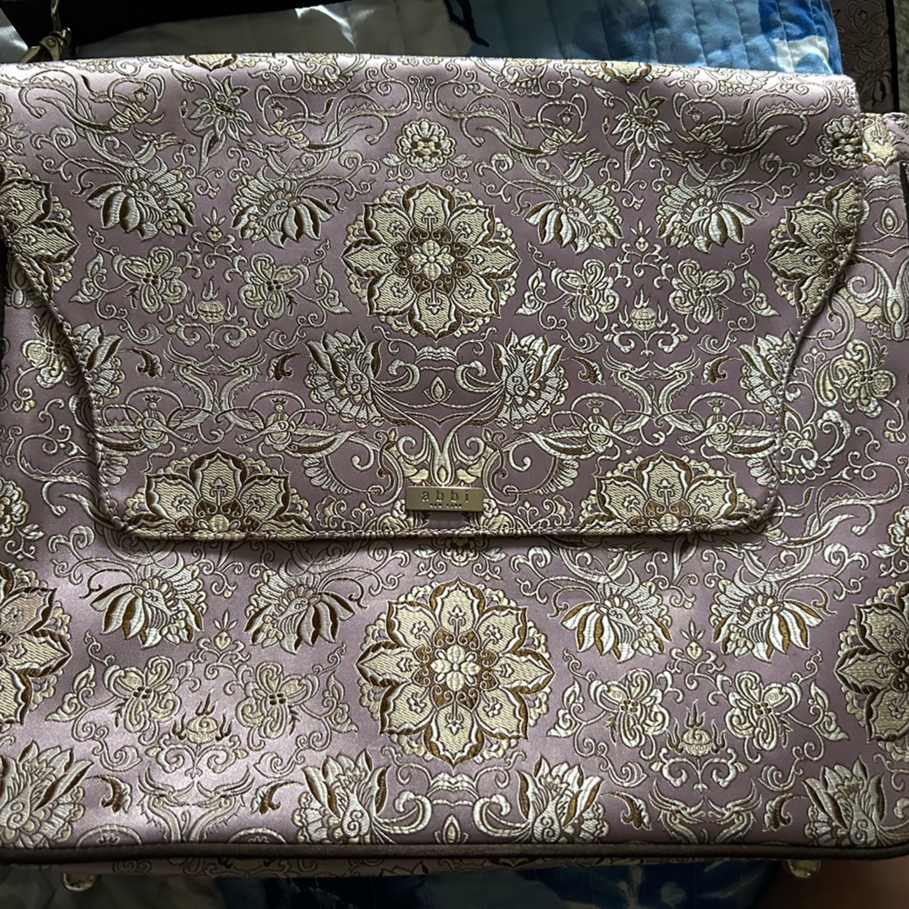 Floral Jacquard Clutch Bag in Mauve and Gold